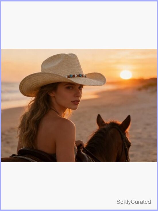 Western Cowgirl Hat Classic Straw Cattleman Adjustable Sun Protection Breathable